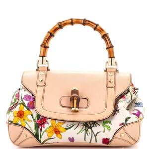 Gucci Bamboo Top Handle Flap Bag Flora #240816G75B